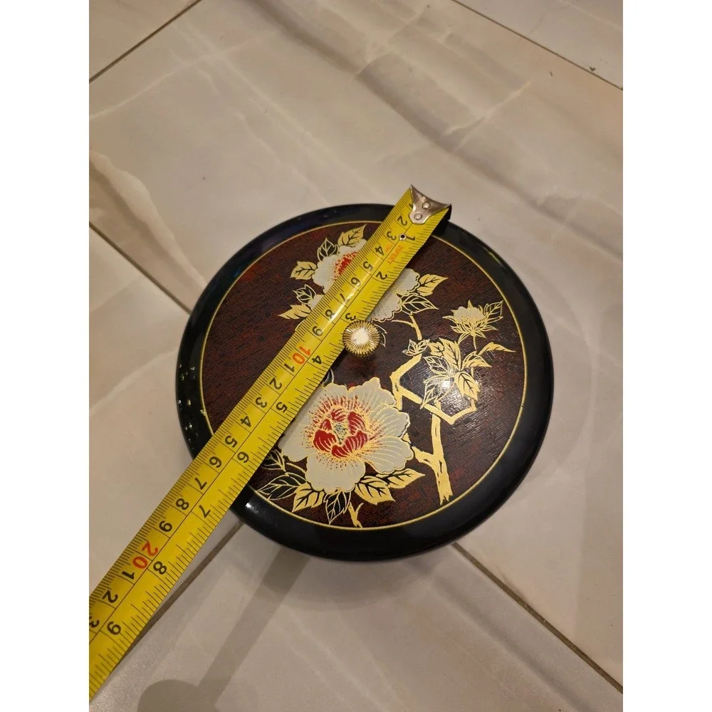 Japanese Lacquerware Bento Box Lazy Susan Floral‎ Design Removable Tray B2